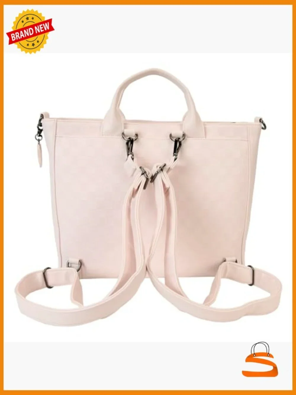 Convertible Backpack & Tote Bag Faux Leather with Detachable Straps